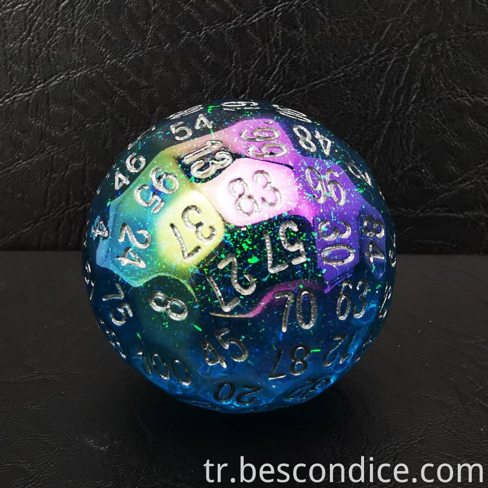 Dazzling Blue 100 Sided Game Dice 1